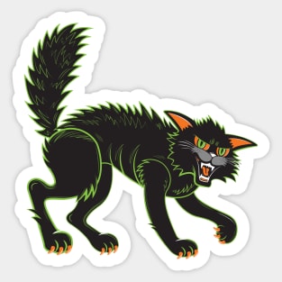 Halloween Black Cat Retro Sticker